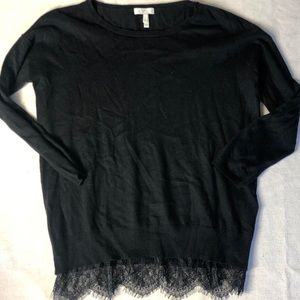 Joie 3/4 Sleeve Black Lace Detail Sweater XS